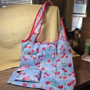 Two Cherry Print Packable Reusable Tote Bags